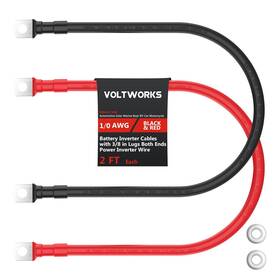 Voltworks 791300752217 1/0 Awg Gauge Red Black Pure Copper Battery Inverter Cables Solar Rv Car