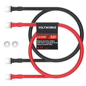 Voltworks 791300752224 1/0 Awg Gauge Red Black Pure Copper Battery Inverter Cables Solar Rv Car