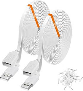 2pk-9m-usb-extension-cable-wt Weishan 2-pack 30ft Power Extension Cable Compatible With Wyze Cam V4 White