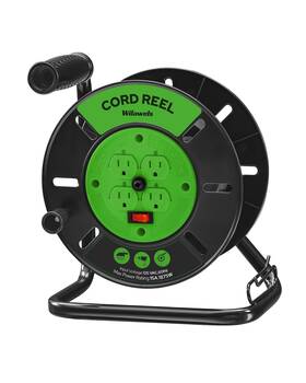 4-grounded Wilawels J95cr06 Extension Cord Storage Reel With Outlets 15a Circuit Breaker Hea