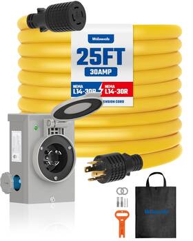 Y325cb06 Wilawels 30 Amp 25ft Generator Cord And Power Inlet Box Kit Nema L14-30p To L14-30r