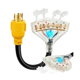 Wym3020l14-30p4x5-15r-1ft Wym World 30 Amp To 20 110 Generator Rv Electric Cables Nema L14-30p ... Fast Ship