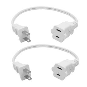 Yeatel 797639943166 Short Extension Cord 1 Ft 2 Prong White Mini Us Male/female P