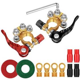 B0dhcr3lzn Zrigiwr Pure Copper Battery Terminal Connectors 4-way Quick Release For Cars