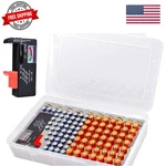 Clear Plastic Battery Organizer Storage Case With Tester, Wall Mount Hard Bat.... Fixed Price $32.39.