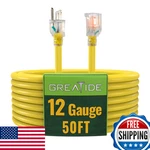 Greatide 50FT Heavy Duty Outdoor Extension Cord 12/3 Sjtw Lighted End Waterproof. Fixed Price $75.66.