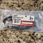 Axis RG59 Coaxial Video Cable Connector Male Screw-on 3FT Black PET10-5020. Fixed Price $8.95.