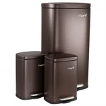 Elama Piece 8 Gallon And 1.3 Stainless Steel Step Trash Bin Combo Set W. Fixed Price $129.23.