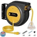 Wilawels 45 Ft Retractable Extension Cord Reel, Heavy Duty Power. Fixed Price $131.99.