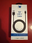 Just Wireless 10' Usb Type-c Cable Black. Fixed Price $5.00.