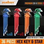 36PC Hex Key Wrench Set Ball End Sae Metric Star Long Arm Industrial Grade. Fixed Price $25.79.