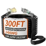 Plugsaf 14/3 Gauge Black Outdoor Extension Cord 300 Ft Waterproof With Lighted. Fixed Price $206.49.