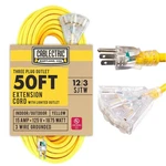 50 Ft Outdoor Extension Cord With Outlet, 12/3 Weatherproof Yellow Ex.... Fixed Price $63.30.