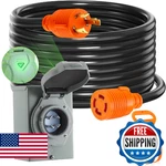 Kanayu 30A Generator Cord & Power Inlet Box, L5-30P L14-30R, 25FT, Etl. Fixed Price $90.24.