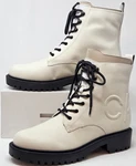 Calvin Klein Kamry Women Combat Boots Ivory Leather Lace Up Size 10M. Fixed Price $49.99.
