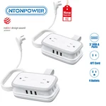Ntonpower 2 Pack Travel Strip 4 Outlets + 3 Usb Ft Extension Cord. Fixed Price $25.49.
