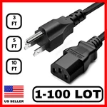 Lot Of Prong Ac Power Cord Standard Electrical Cable Universal 3FT 5FT 10FT. Fixed Price $44.99.