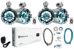 4 Rockville WB65KLED 6.5" 600W Metal Marine Wakeboard Tower Speakers+amp+mic. Fixed Price $581.85.