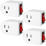 4 Pack Grounded Outlet Adapter W/ On Off Switch 15A Power Plug. Fixed Price $12.00.