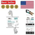 Versatile 1FT White Extension Cord - Certified 13A Heavy Duty Power. Fixed Price $8.99.