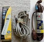 Extension Cords + Surge Protectors 6, 7, 12 Ft Power Strips 2-6 Outlets. Fixed Price $14.99.