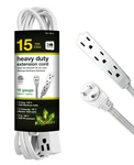 Go Green Power Inc. 15FT Extension Cord With 3 Outlets, White - Compact, Flus.... Fixed Price $14.82.