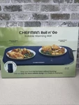 Chefman Roll Go Food Warming Mat, Electric Tray W/3 Temperature Settings Blue. Fixed Price $68.00.