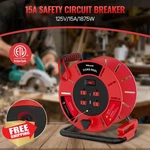 Wilawels Extension Cord Reel, 4 Outlets, 2 Usb, 15A, Red. Fixed Price $52.99.