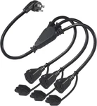 Kuncan 3 Way Power Splitter Cord, Right Angled Type Flat Plug. Fixed Price $13.99.