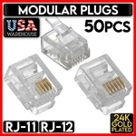 50 X RJ11 RJ12 Telephone Cable Modular Plugs 6P4C 6P6C Connector End. Fixed Price $12.39.