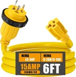 Kanayu 6FT 30 Amp To 15 Marine Shore Power Adapter Extension Cord Comp. Fixed Price $26.59.