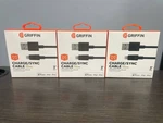 3-PACK Griffin Charge/sync Cable W/ Lightining & Usb-a Connector, Feet. Fixed Price $11.99.