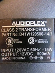 Audioplex D41W120500-14/1 Acdc Power Supply Adapter Charger Output 12V 500MA New. Fixed Price $11.99.