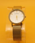 Skagen Denmark Gold Tone Mesh Crystal Bezel Women Quartz Watch. Fixed Price $49.99.