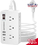 Surge Protector Power Strip 5FT Flat Plug Extension Cord 6 Outlets 2 Usb-c. Fixed Price $16.99.