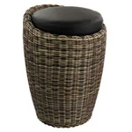 Elama 1 Piece Wicker Outdoor Ottoman Chair In Brown & Black. Fixed Price $89.34.