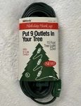 Woods Holiday Hook-up 15 Foot Tree Light Cord, 9 Outlets, In-line Switch, Green. Fixed Price $12.00.