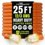 25FT Outdoor/indoor Extension Cord 12/3 Gauge Extra Heavy Duty Prong Sjtw, .... Fixed Price $64.92.
