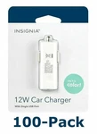 New 100-PACK Insignia 12W Usb Car Charger White Cell Universal Ipad/iphone. Fixed Price $151.95.