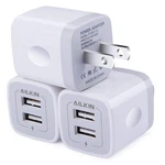 Wall Charger, 5V/2.1A Ailkin 2-PORT Usb Home 3PACK, White. Fixed Price $20.69.