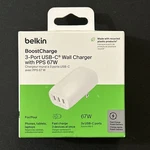 Belkin Boostcharge 3-PORT Usb-c Wall Charger With Pps 67W Brand New & Sealed!. Fixed Price $39.99.