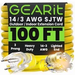 Gearit 100FT Power Extension Cord Outdoor 14/3 Sjtw Heavy Duty Lighted Yellow. Fixed Price $90.95.