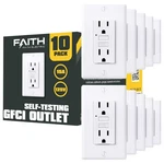 Faith 10-PACK 15A Gfci Outlets, Etl Listed, Pack, White. Fixed Price $123.01.