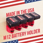 Milwaukee M12 Battery Holder / 4 Batteries Red Wall Mount Organizer Usa. Fixed Price $18.99.