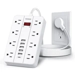 Power Strip With Usb, Flat Plug Extension Cord Surge Protector 5 Ft, Hunian P.... Fixed Price $37.15.