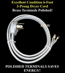 Oem Apollo For Ge Hotpoint Electrolux 6-FOOT 3-PRONG Dryer Power Cord WX09X10004. Fixed Price $7.24.