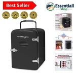 Versatile Retro Mini Fridge With Heater 6-CAN Capacity For Home & Travel. Fixed Price $62.69.