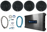 (4) Rockville RM-PREMIUM-65 Black 6.5" 600W Marine Boat SPEAKERS+4-CHANNEL Amp. Fixed Price $321.95.