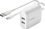 Belkin WCE001DQ1MWH Dual Usb-a Wall Charger 24W Cablenew/open-box. Fixed Price $10.54.