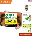 Go Green Power Inc. GG-14025 12/3 Sjtw Outdoor Extension Cord, Lighted End, 2.... Fixed Price $28.99.